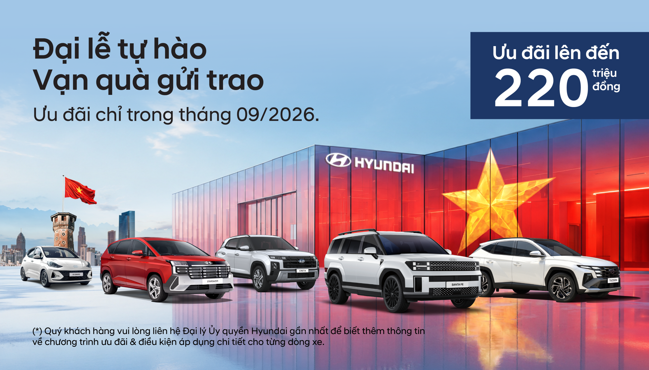 HYUNDAI THÀNH CÔNG THÁI BÌNH TRIỂN KHAI CHƯƠNG TRÌNH ƯU ĐÃI THÁNG 9 – “ĐẠI LỄ TỰ HÀO – VẠN QUÀ GỬI TRAO”